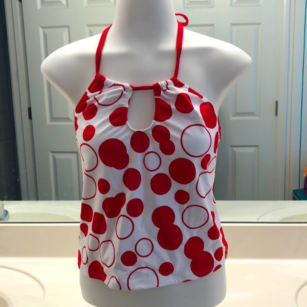 Red polka dot Tankini top by Venus swimwear EUC